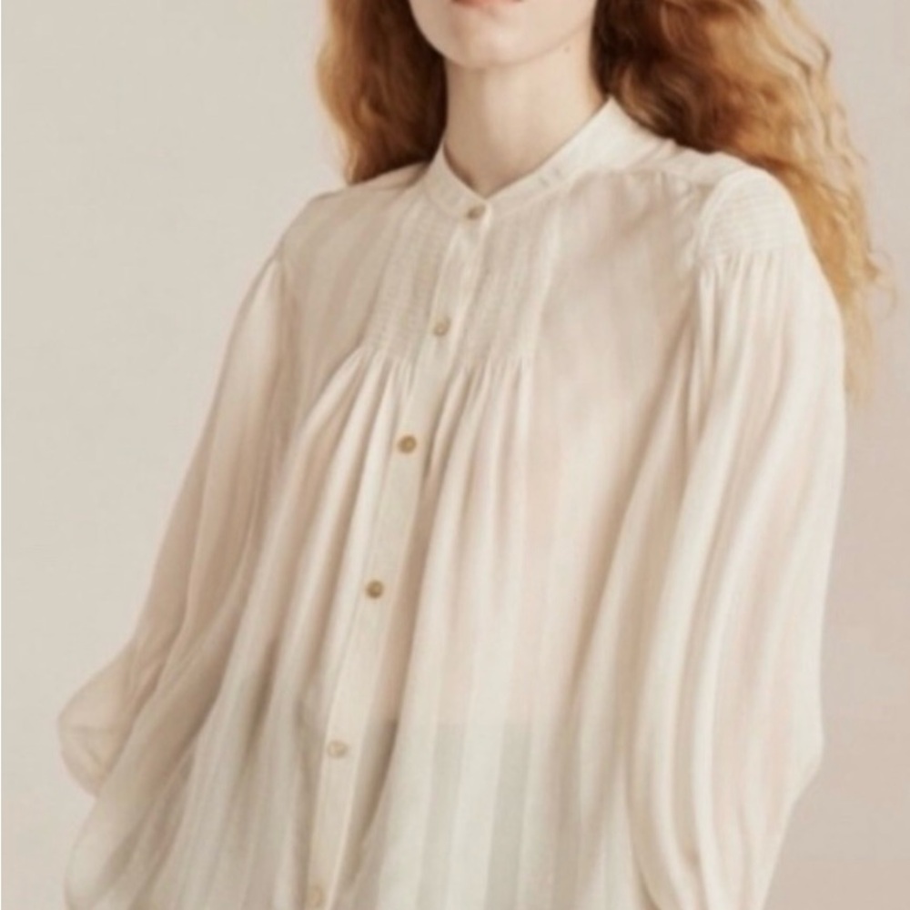 Rebecca Taylor White Silk Jacquard Poesie Blouse